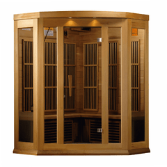 Maxxus 3-Person Corner Low EMF (Under 8MG) FAR Infrared Sauna (Canadian Red Cedar) by Dynamic Saunas Direct