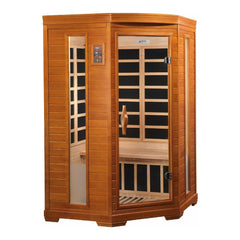 Dynamic Heming 2-person Corner Low EMF (Under 8MG) FAR Infrared Sauna (Canadian Hemlock) by Dynamic Saunas Direct