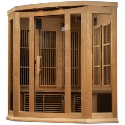 Dynamic Saunas Direct Saunas Maxxus 3 Person Corner Near Zero EMF FAR Infrared Sauna - Canadian Hemlock by Dynamic Saunas Direct 019962851865 MX-K356-01-ZF Maxxus 3 Person Corner Near Zero EMF FAR Hemlock Dynamic Saunas Direct