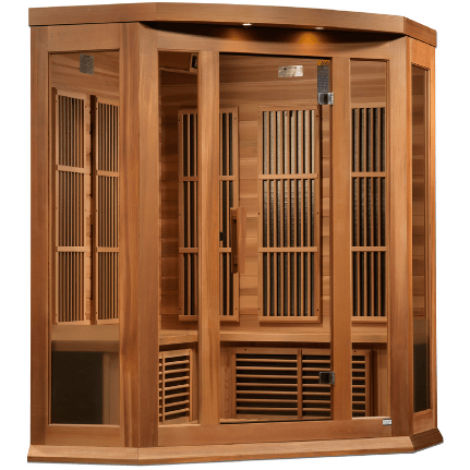 Dynamic Saunas Direct Saunas Maxxus "Chaumont Edition" 3 Person Corner Near Zero EMF FAR Infrared Sauna - Canadian Red Cedar by Dynamic Saunas Direct 019962851964 MX-K356-01-ZF Ced Maxxus "Chaumont Edition" 3 Person Corner Zero Dynamic Saunas Direct