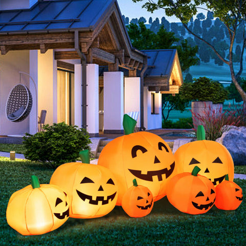 7.5 Feet Halloween Inflatable 7 Pumpkins Patch with LED Lights by Costway