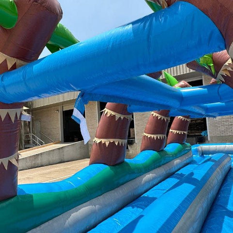 Eagle Bounce Inflatable Bouncers 10'H Dual Lane Palm Tree Slip n Splash by Eagle Bounce