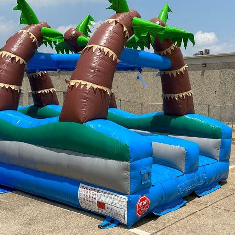 Eagle Bounce Inflatable Bouncers 10'H Dual Lane Palm Tree Slip n Splash by Eagle Bounce