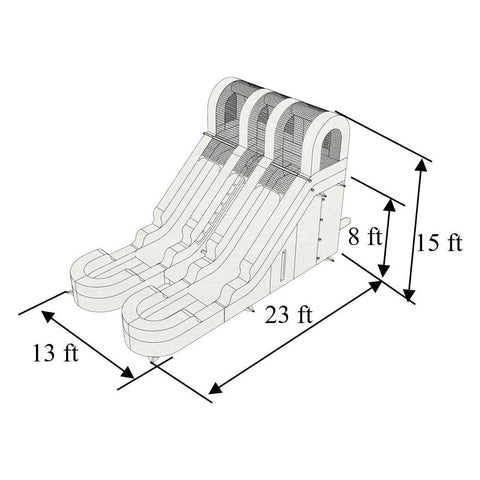 Eagle Bounce Inflatable Bouncers 15'H Dual Lane Ren n Blue Slide by Eagle Bounce