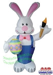 7' Air Blown Inflatable Standing Bunny Holding Egg And Paint Brush