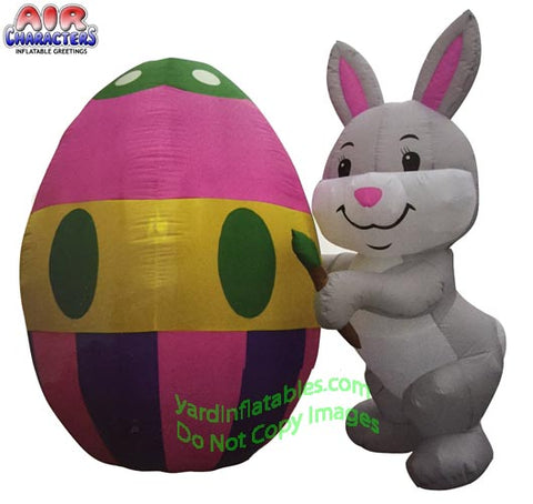 6' Air Blown Inflatable Easter Bunny Painting Egg