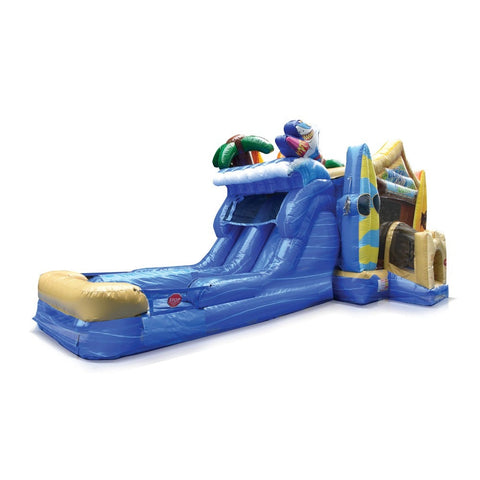 Beach Party Combo Wet/Dry - Inflatable Bounce House with Slide and Tropical Theme