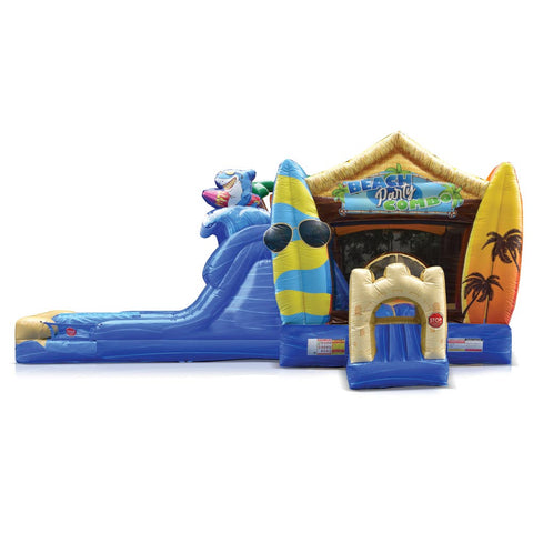 Beach Party Combo Wet/Dry – Inflatable Bounce House with Slide and Tropical Theme