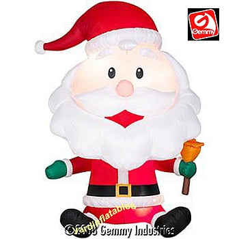 6' Gemmy Airblown Inflatable Egg Noggins Santa w/ Bell
