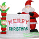 6' Air Blown Inflatable Santa and Elf "Merry Christmas" Sign