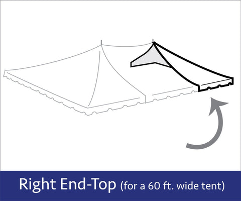 60' x 30' Grommet End Extender Pole Tent Top Only