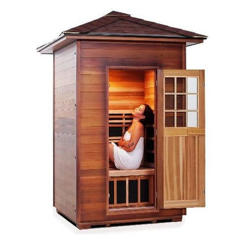 3 Person Rustic Canadian Cedar Sauna by Enlighten Infrared Saunas