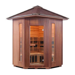 Enlighten Infrared Saunas Saunas 4 Person Corner Rustic Canadian Cedar Sauna Outdoor Peak by Enlighten Infrared Saunas 693614812765 17379 4 Person Corner Rustic Canadian Cedar Outdoor Enlighten Infrared Sauna