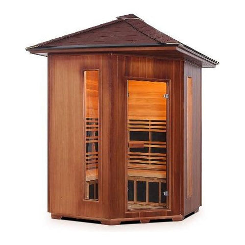 Enlighten Infrared Saunas Saunas 4 Person Corner Rustic Canadian Cedar Sauna Outdoor Peak by Enlighten Infrared Saunas 693614812765 17379 4 Person Corner Rustic Canadian Cedar Outdoor Enlighten Infrared Sauna