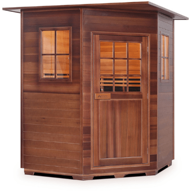 Enlighten Infrared Saunas Saunas 4 Person Corner Sapphire Canadian Cedar Sauna by Enlighten Infrared Saunas