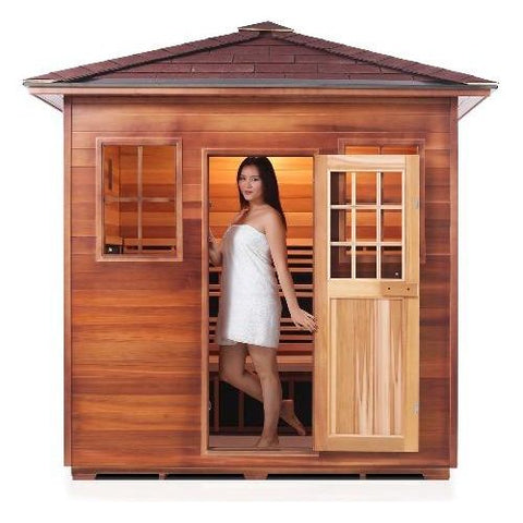 Enlighten Infrared Saunas Saunas 5 Person Sierra Canadian Cedar Sauna Outdoor Slope by Enlighten Infrared Saunas 693614812581 36380 5 Person Sierra Canadian Cedar Outdoor Slope Enlighten Infrared Saunas