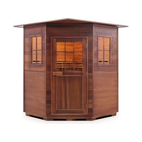 Enlighten Infrared Saunas Saunas Indoor 3 Person Corner MoonLight Canadian Cedar Sauna by Enlighten Infrared Saunas 693614812642 TI-16379