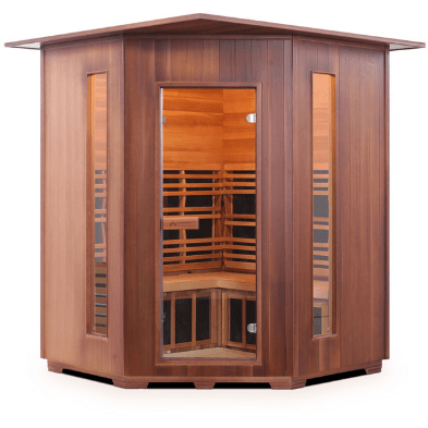 Enlighten Infrared Saunas Saunas Indoor 4 Person Corner Diamond Canadian Cedar Sauna by Enlighten Infrared Saunas 693614812765 HI-17379