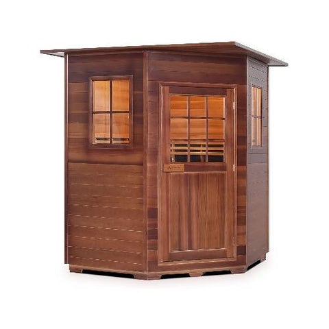 Enlighten Infrared Saunas Saunas Indoor 4 Person Corner Sierra Canadian Cedar Sauna by Enlighten Infrared Saunas 693614812642 I-16379 4 Person Corner Sierra Canadian Cedar Sauna Enlighten Infrared Saunas