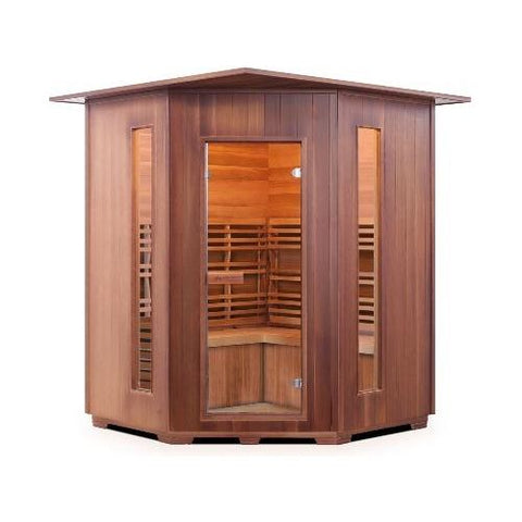 Enlighten Infrared Saunas Saunas Indoor 4 Person Corner SunRise Canadian Cedar Sauna by Enlighten Infrared Saunas 693614812765 TI-17379