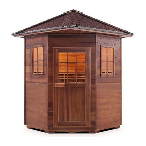 Enlighten Infrared Saunas Saunas Outdoor Peak 3 Person Corner MoonLight Canadian Cedar Sauna by Enlighten Infrared Saunas 693614812642 T-16379