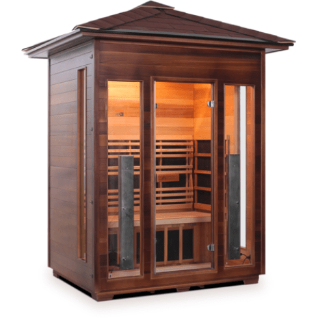 Enlighten Infrared Saunas Saunas Outdoor Peak 3 Person Rustic Canadian Cedar Sauna by Enlighten Infrared Saunas 693614812734 17377