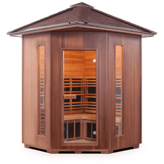 Enlighten Infrared Saunas Saunas Outdoor Peak 4 Person Corner Diamond Canadian Cedar Sauna by Enlighten Infrared Saunas 693614812765 H-17379