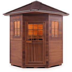 Enlighten Infrared Saunas Saunas Outdoor Peak 4 Person Corner Sapphire Canadian Cedar Sauna by Enlighten Infrared Saunas 693614812642 H-16379