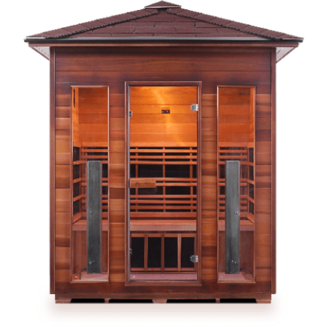 Enlighten Infrared Saunas Saunas Outdoor Peak 4 Person Rustic Canadian Cedar Sauna by Enlighten Infrared Saunas 693614812741 17378