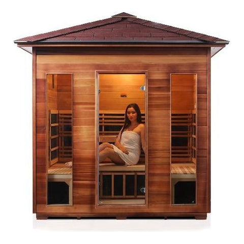 Enlighten Infrared Saunas Saunas Outdoor Peak 5 Person Rustic Canadian Cedar Sauna by Enlighten Infrared Saunas 693614812758 19378