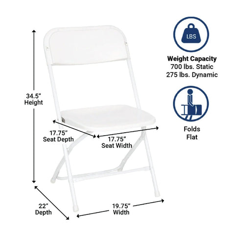 White Plastic Heavy Duty Folding Chair, Big and Tall