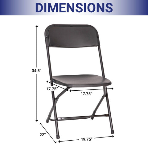Black Plastic Heavy Duty Folding Chair, Big and Tall