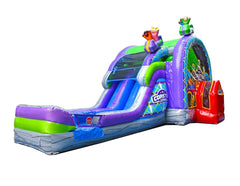 Coaster Combo Wet/Dry Inflatable - Carnival-Themed Bounce House with Slide
