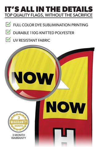 Now Hiring Feather Flag - 2 Pack w/ Ground Spike Pole Set