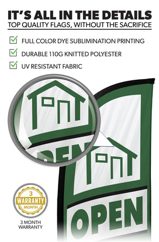 Open House Feather Flag - 4 Pack w/ Ground Spike Pole Set