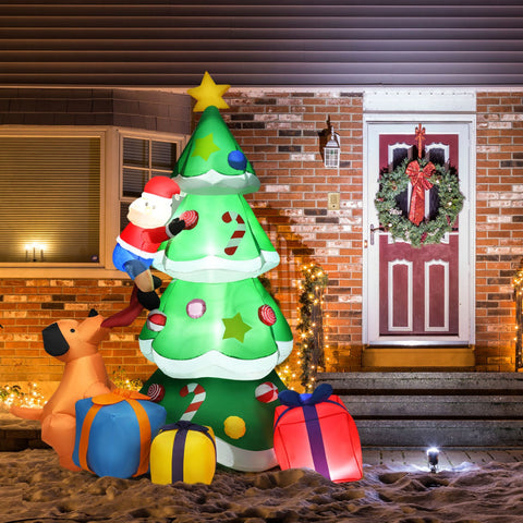 7 Feet Inflatable Christmas Tree Santa Decor with LED Lights by Costway
