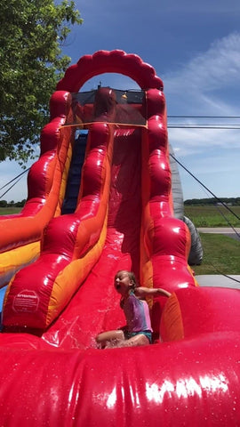 18' Fire Red Marble Inflatable Water Slide with Blower