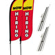 Now Hiring Feather Flag - 2 Pack w/ Ground Spike Pole Set