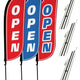 Open Feather Flag - Variety 3 Pack w/ Ground Spike Pole Set