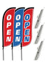 Image of Open Feather Flag - Variety 3 Pack w/ Ground Spike Pole Set