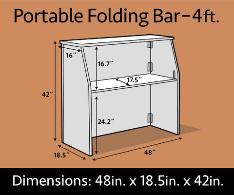 48" Portable Folding Bar, Walnut