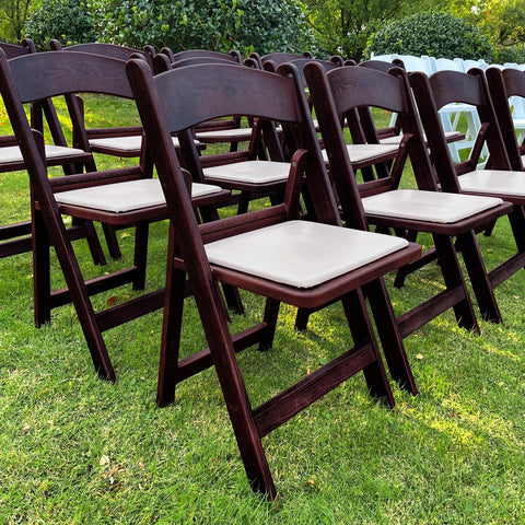 Resin Folding Chairs, Fruitwood