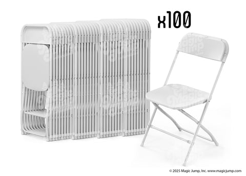 Plastic Folding Chair White - 100 pack by Magic Jump
