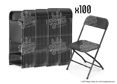 Plastic Folding Chair Black - 100 pack by Magic Jump
