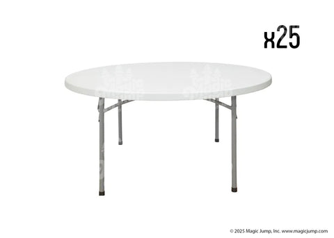 Plastic Round Table 60 inch - 25 pack by Magic Jump