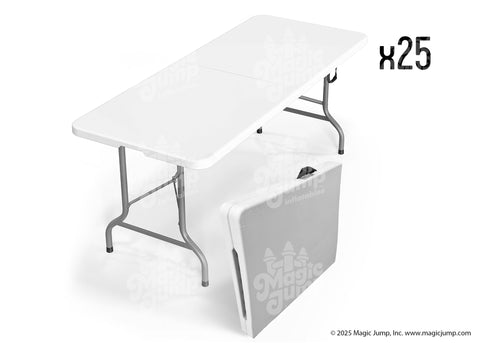 Plastic Rectangular Fold-in-Half Table 72 inch - 25 pack by Magic Jump