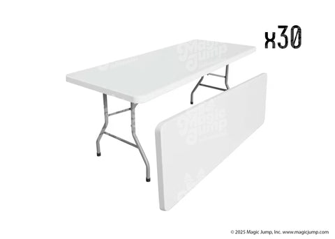 Plastic Rectangular Table 72 inch - 30 pack by Magic Jump