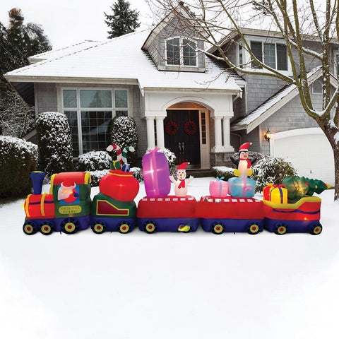 Gemmy Inflatables Christmas Inflatables 21' Santa Christmas Train w/ Penguin, Snowman, Presents by Gemmy Inflatables 781880274315 GTC00052-21 21' Santa Christmas Train Penguin Snowman Presents Gemmy Inflatables