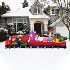 21' Santa Christmas Train w/ Penguin, Snowman, Presents by Gemmy Inflatables
