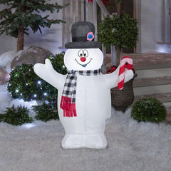 3 1/2' Frosty the Snowman Holding a Candy Cane by Gemmy Inflatables